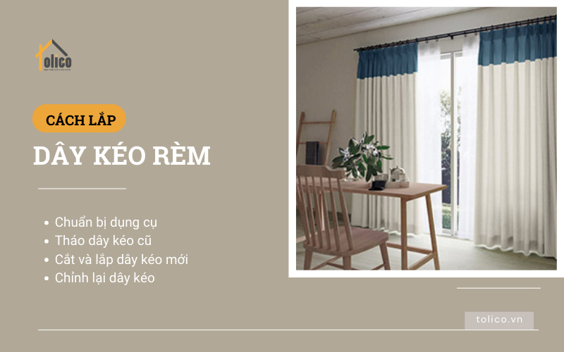 Cách lắp dây kéo rèm