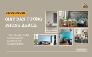 Cách phối màu giấy dán tường phòng khách sang trọng
