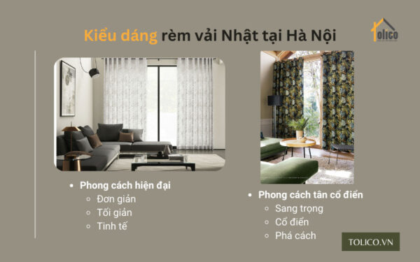 Kiểu dáng rèm vải Nhật tại Hà Nội