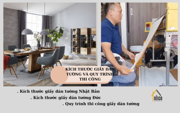 Kích thước giấy gián tường và quy trình thi công