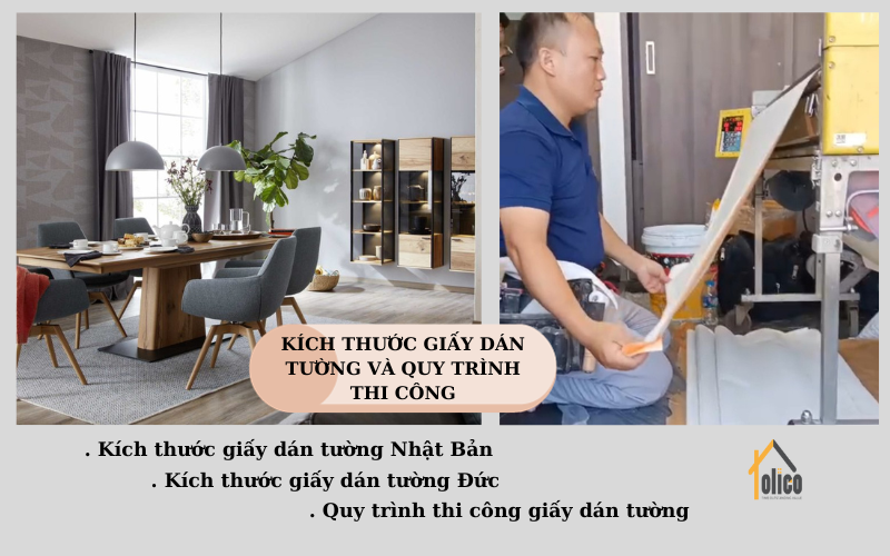 Kích thước giấy dán tường và quy trình thi công
