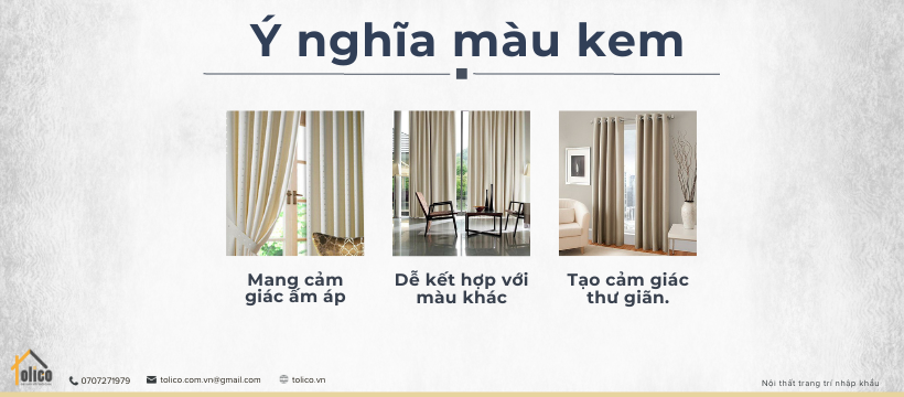 Tường màu kem chọn rèm cửa màu gì