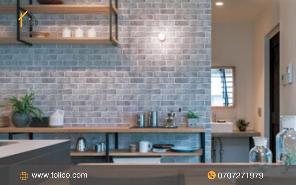 Giấy dán tường 3d giả gạch