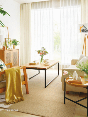 Rèm vải ren trắng họa tiết TKF30001